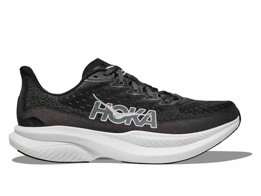 NEW HOKA men's mach 6 running shoes in black/white